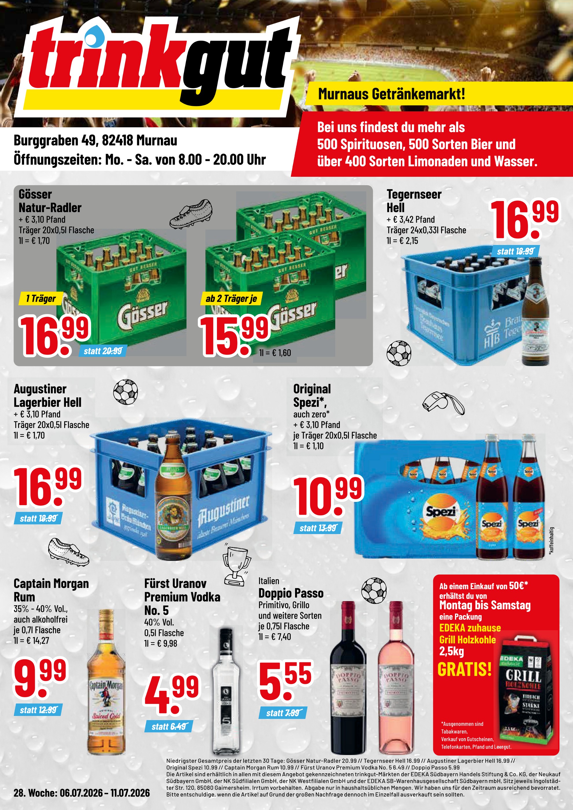 Aktueller Trinkgut Discounter Prospekt in Kochel und Umgebung, "Aktuelle Angebote" mit 4 Seiten, 06.07.2026 - 11.07.2026